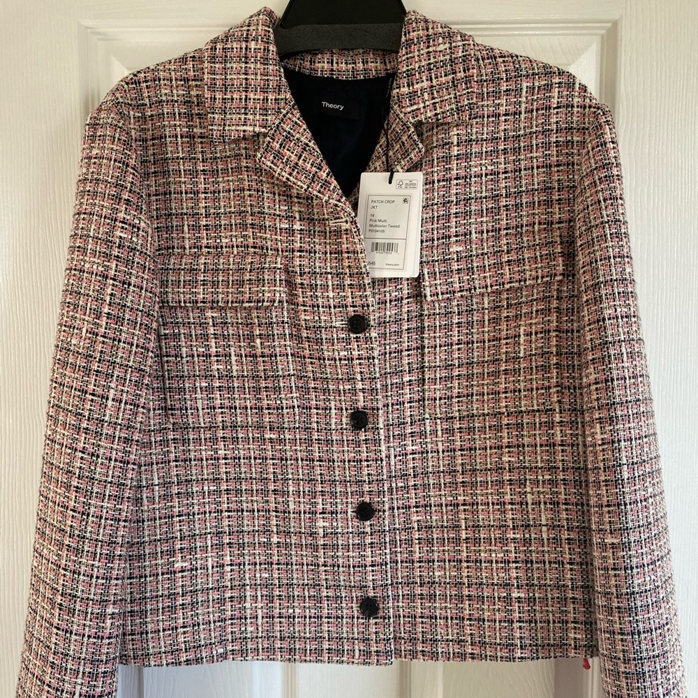 THEORY Patch Cropped Jacket - Tweed